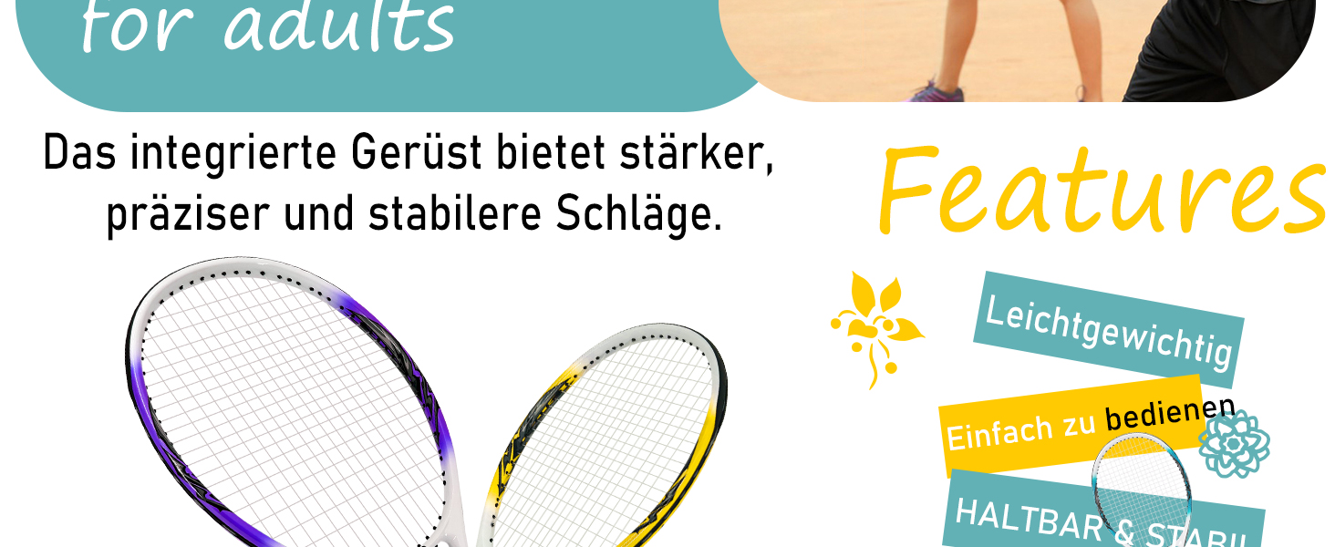 Senston Professional Tennis Racket - 27 Inch (68.6 cm) for Men & Women - Pink