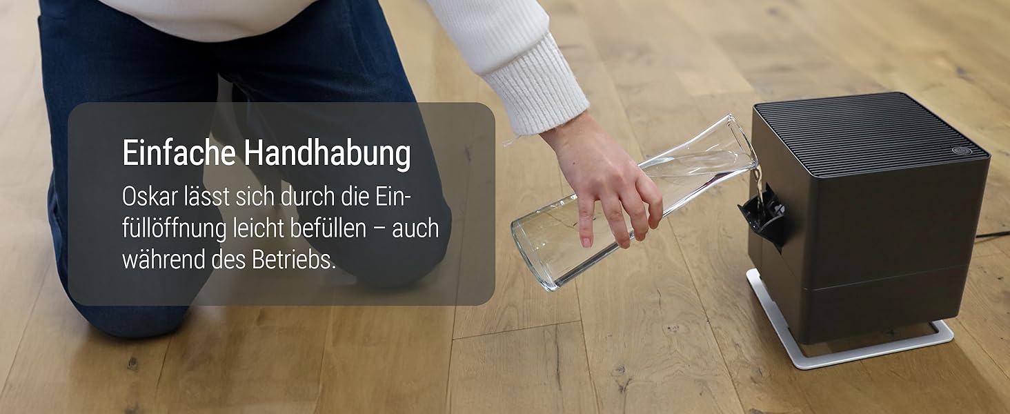 Зволожувач повітря Stadler Form Oskar, енергозберігаючий для кімнат до 50 м², з автовимкненням та нічним режимом, димування LED, дуже тихий, білий