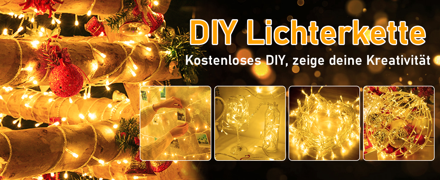 Ланцюжок прикрас для дому та саду на батарейках, 30м, 300 LED, з таймером, 8 режимів, тепле біле світло, вологостійкий, для декору кімнати, вечірки, балкону, ялинки