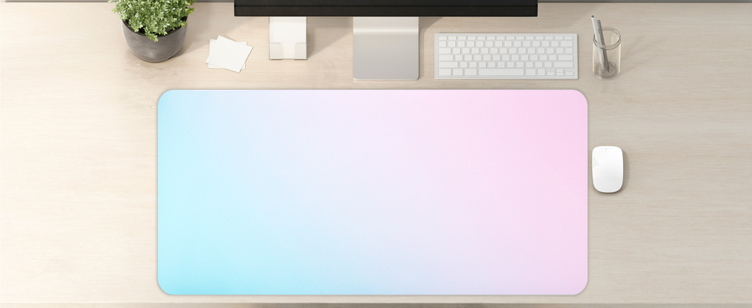Підкладка для столу зі шкіри, протиковзна, розмір 80x40 см, килимок для миші, для офісу та дому (рожева/блакитна)