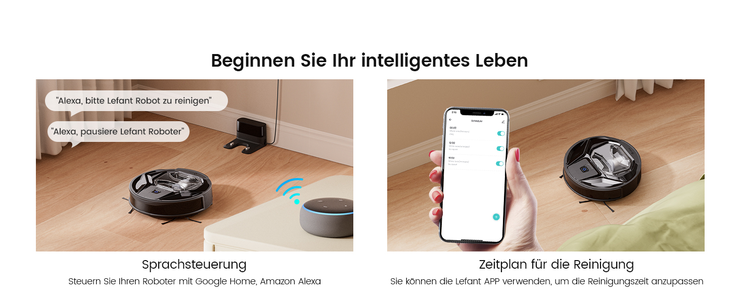 Робот-пилосос LEFANT M320 3-в-1 з функцією миття, 6000Pa, навігація, 800мл, 240хв, Wi-Fi, для шерсті тварин, килими, чорний