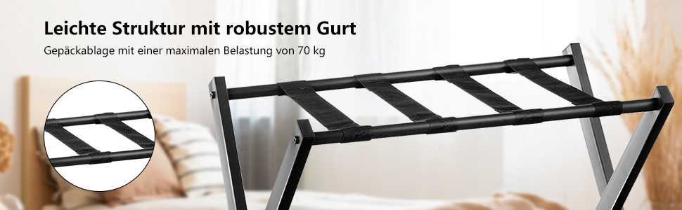 GIANTEX Folding Luggage Rack, 2-Tier, 68 x 43 x 58 cm, Luggage Stand, Metal Luggage Rack, Space-Saving, Luggage Rack for Bedroom, Guest Room, Hotel, Black (2 Pieces, Black)