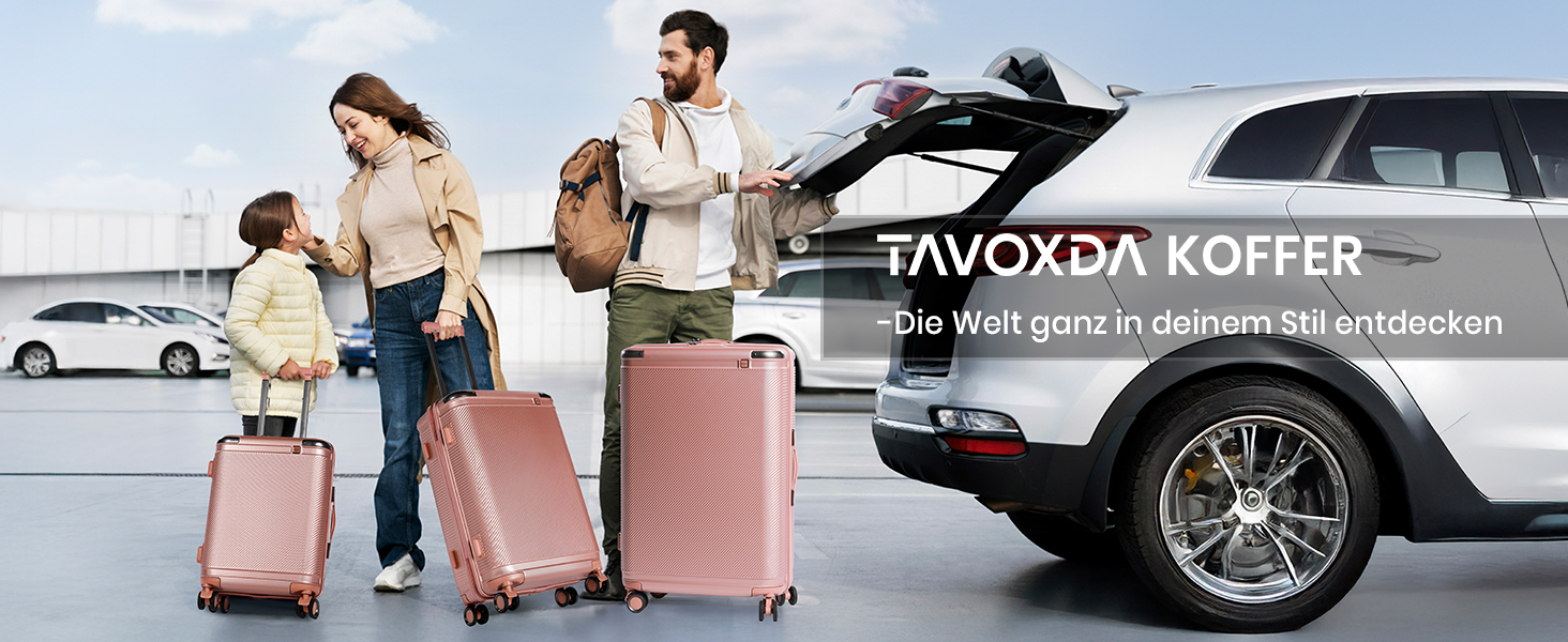 Набір валіз Tavoxda 3 шт. з TSA-замком, розкладний телескопічний ручка, великі валізи, набір для подорожей (1 шт, рожеве золото)