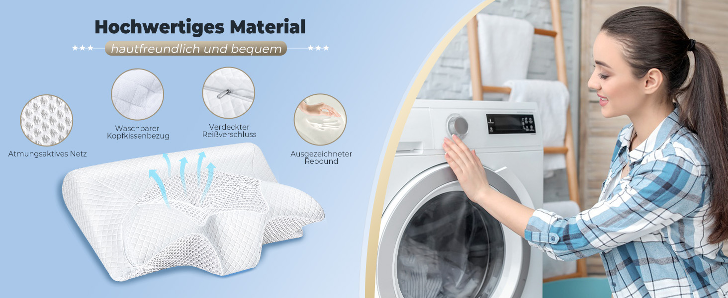 Подушка для шиї Saheyer з піною з пам'яті, 2 в 1: підтримка шиї, подушка для голови, для сну на боці, на животі та на спині, знімний та дихаючий чохол, 59 * 43 * 12/15 см, сірий та білий