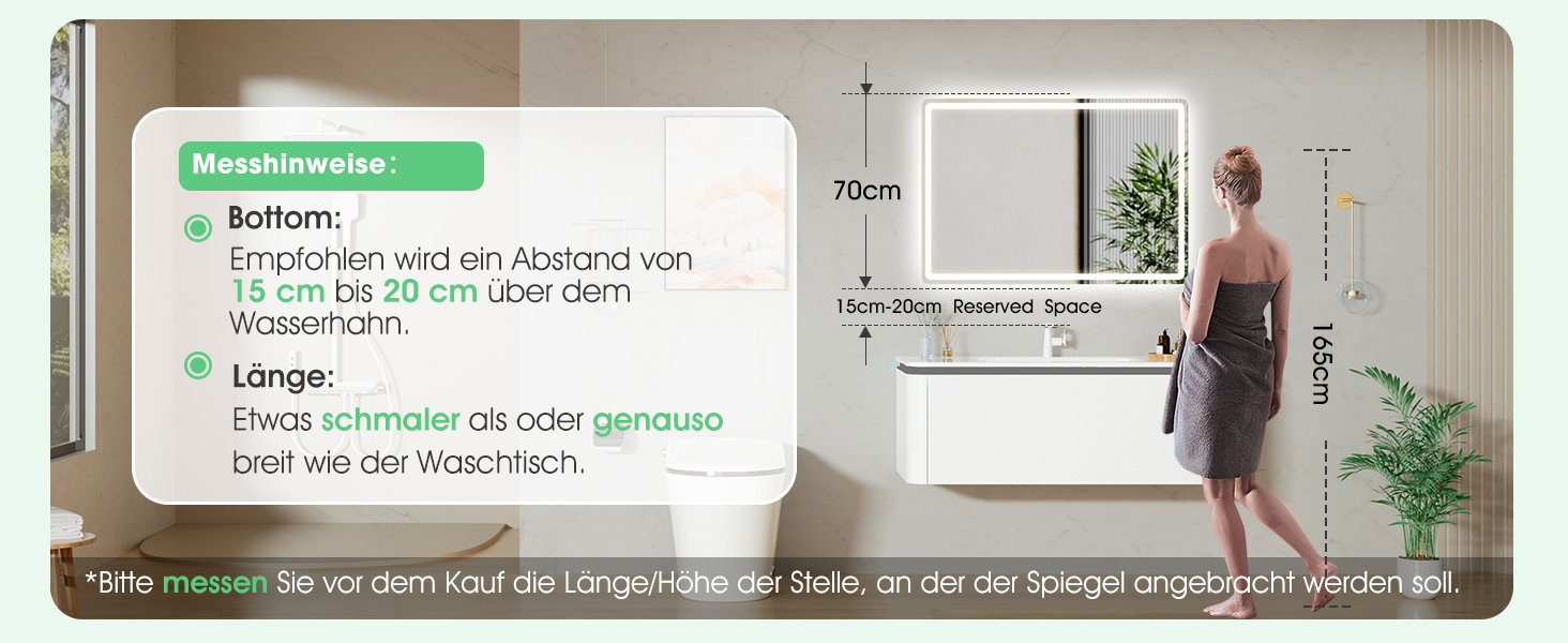 Дзеркало для ванної кімнати S'bagno з підсвічуванням 100x70 см, LED, з полицею, антизапар, 3 колірні температури, регулювання яскравості, HD скло, IP44, горизонтальне/вертикальне встановлення, M55 (без Bluetooth)