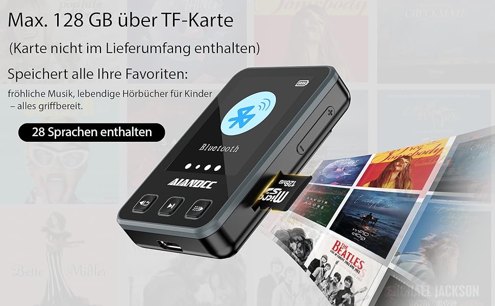 MP3-плеєр Bluetooth 5.3 зі спортивним кліпом та браслетом, 1.77