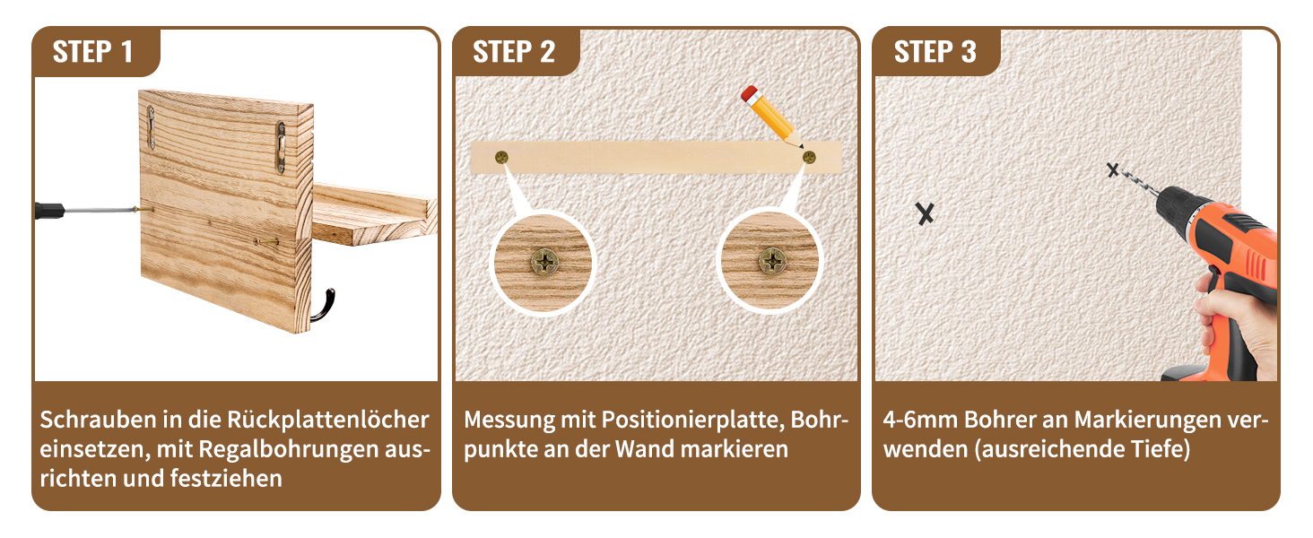 Дерев'яне ключниця з полицею на стіну, декоративне настінне кріплення для ключів, 5 гачків, для прихожої, спальні, вітальні (колір дерева)