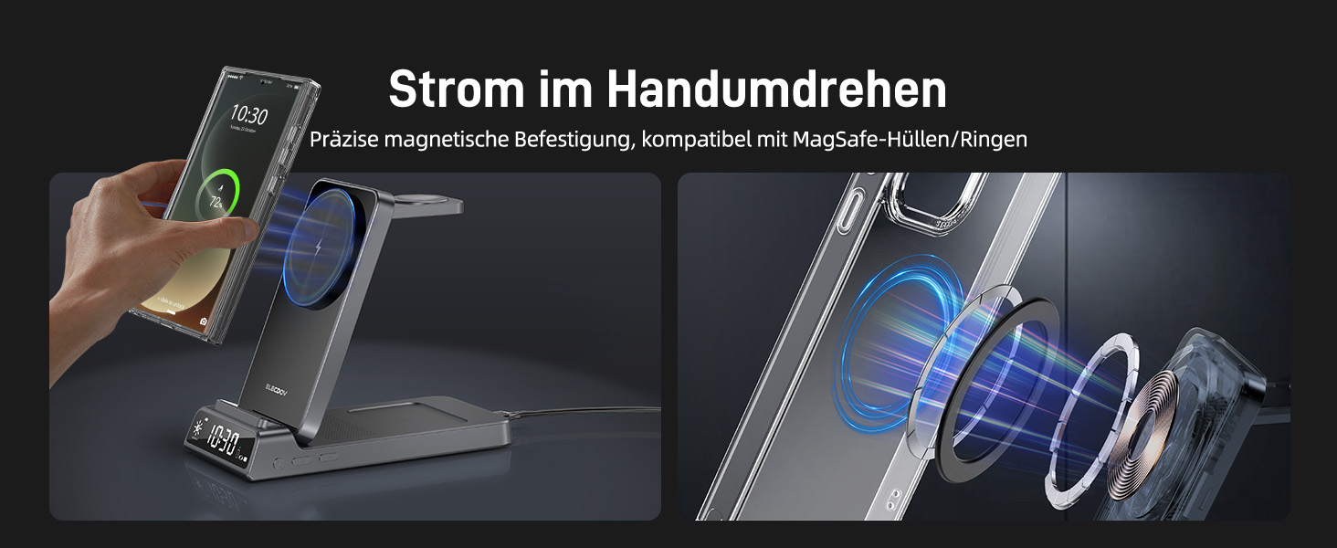 Бездротовий зарядний пристрій MagSafe 3-в-1 для Samsung Galaxy Fold/Flip, S24/S25 Ultra, Watch Ultra/8/7/6, Buds 3/3 Pro (Білий/Сірий)