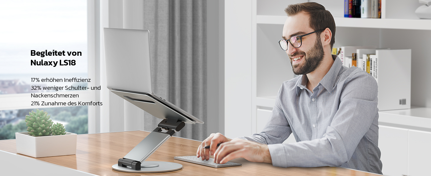 NULAXY Adjustable Laptop Stand - 360° Swivel Base, Height Adjustable up to 20