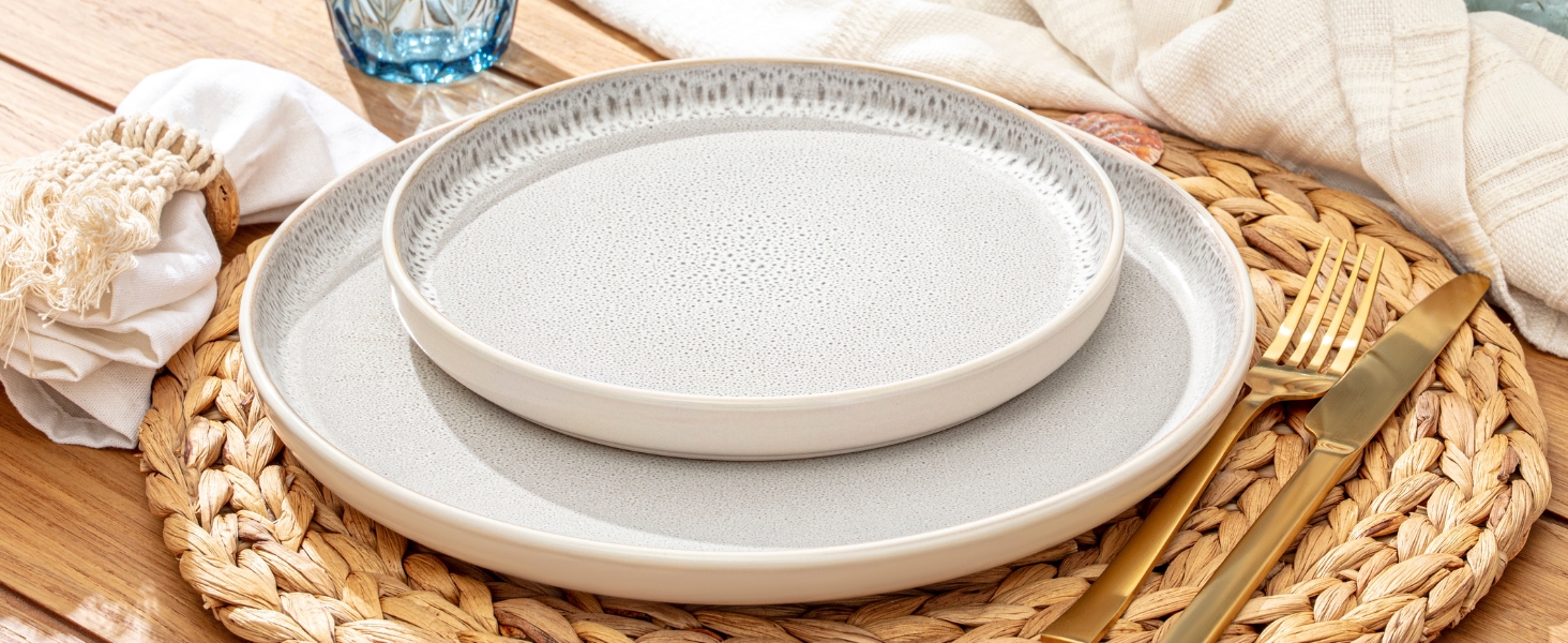 Набір посуду SÄNGER Kreta 24 частини, 6 осіб, керамічний посуд, блакитний з кремовим, VALUE COLLECTION