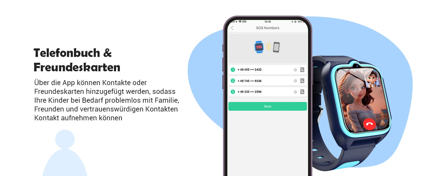 Дитячий смарт-годинник Blackview Kinder 4G: GPS, SIM-карта, відеодзвінки, SOS, дзвінки, чат, SMS, шкільний режим, лічильник кроків, блакитний