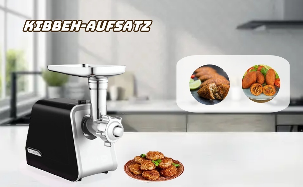 Електричний м'ясоподрібнювач COOCHEER 2000W з 3 дисками та насадкою для ковбас сірого кольору