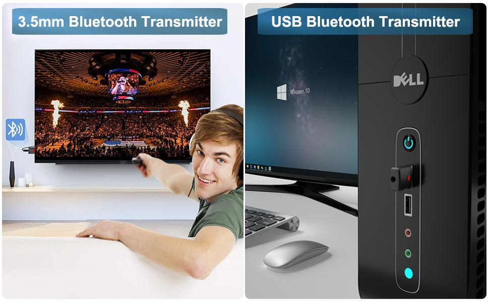 Isobel Bluetooth Передавач/Приймач 2-в-1: Bluetooth Адаптер 5.0 з низькою затримкою для TV/PC/Laptop. Підтримка Optical, Toslink, RCA, 3.5mm AUX. Dual Link (USB)