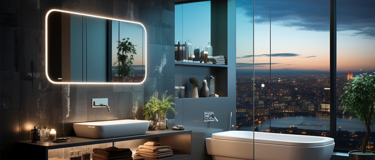 MIQU LED дзеркало для ванної кімнати з підсвічуванням 80x60 см, з розеткою, годинником, сенсорним керуванням, регулюванням яскравості, 3 кольори світла, антизапарник, збільшення, для ванної кімнати, туалету, коридору