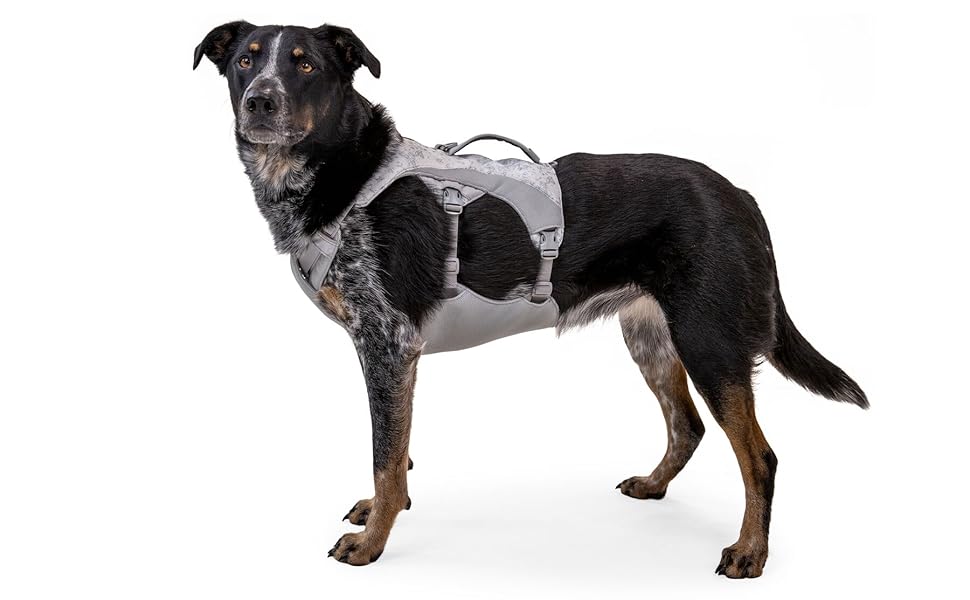 Охолоджувальна шлейка для собак RUFFWEAR Swamp Cooler, легка та міцна, з ручкою, регульована, для великих порід, графітово-сіра, 81-107 см