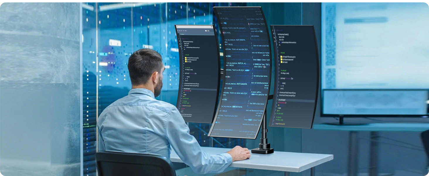 Тримач для монітора на стіл для 3 моніторів, регульована висота, 80 см, до 20 кг