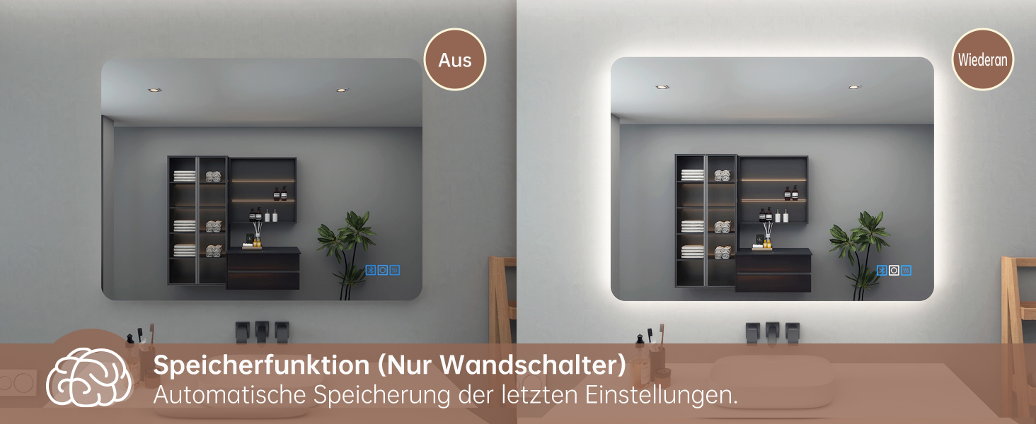 LED дзеркало для ванної кімнати LISA 70x50 см з підсвічуванням, сенсорне регулювання, антизапар, 3 кольори світла