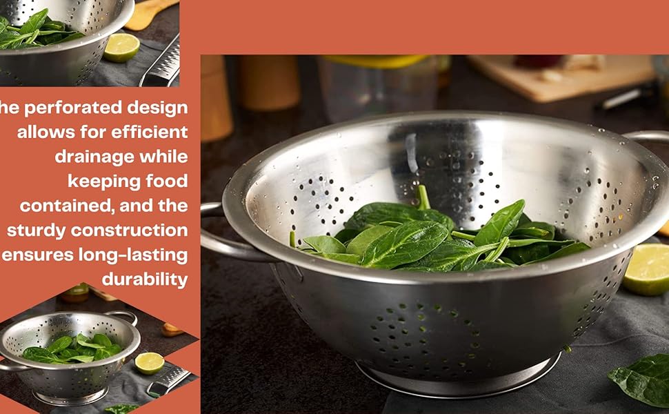 Сито з нержавіючої сталі Abrus® 24 см - міцне, з широкою ручкою, придатне для миття в посудомийній машині