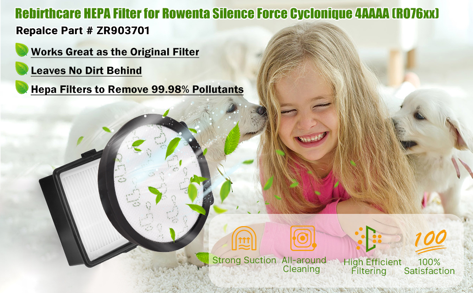 Фільтри Rebirthcare для пилососів Rowenta Silence Force Cyclonic (ZR903701, RO76xx)