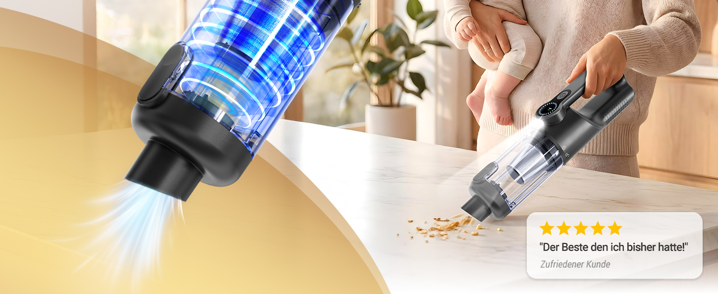 Акумуляторний пилосос ручний Mastergrip Anthrazit [ТЕСТ-ПЕРЕМОЖЕЦЬ] 80000 об/хв, 2-в-1, HEPA-фільтр, для дому та авто