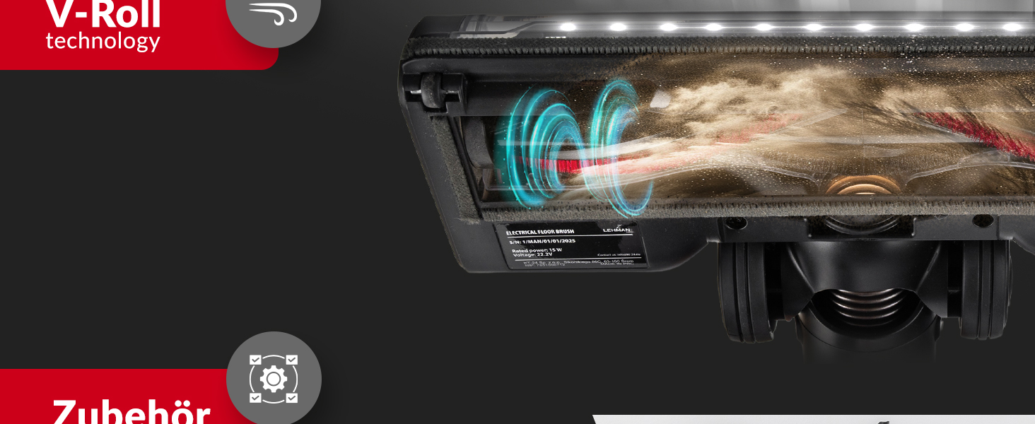 Бездротовий акумуляторний пилосос Lehmann 3-в-1 з HEPA-фільтром та LED-щіткою, 45 хв роботи, 1.8л контейнер, для тварин, килимів, авто