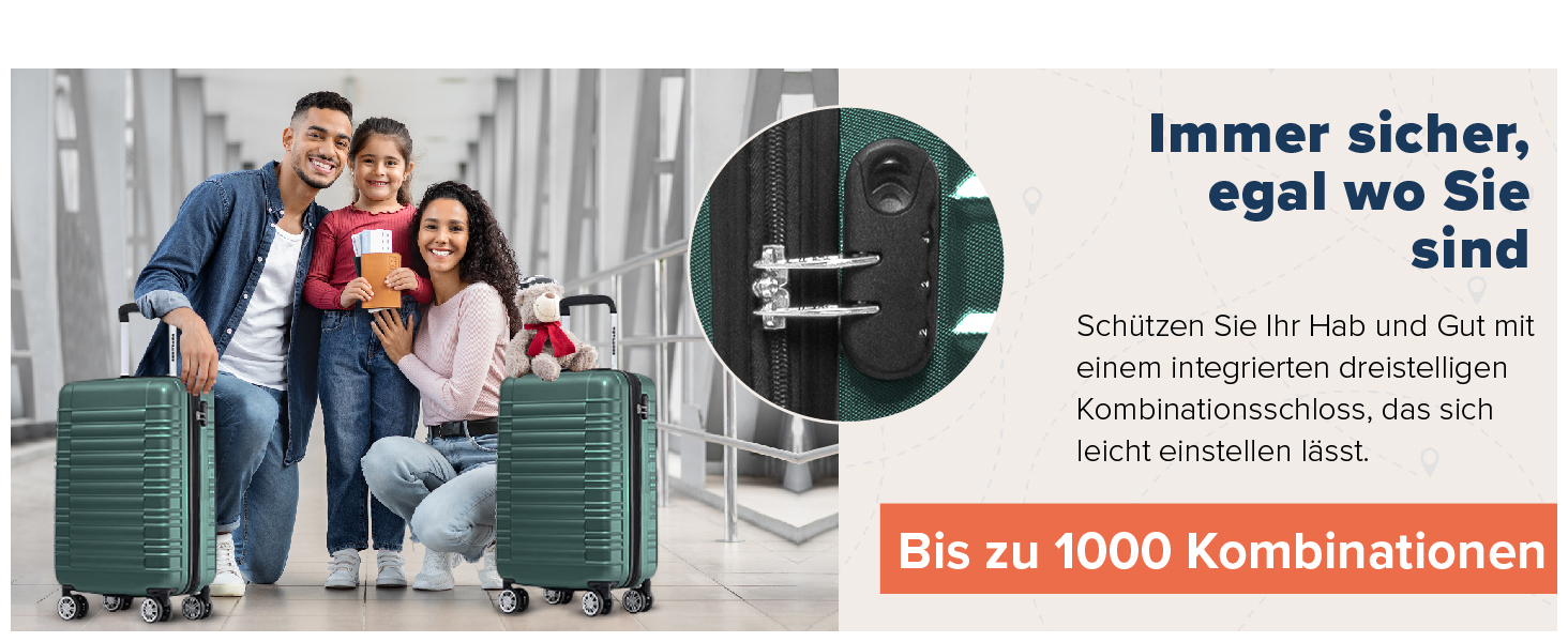 Набір валіз TRVLMORE 3 в 1: жорсткий корпус, ручна поклажа 55x40x20 см, сірий та темно-зелений