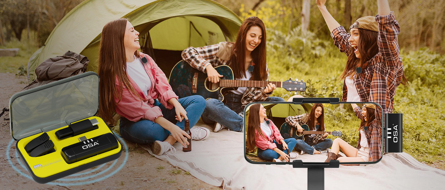 Бездротовий петличний мікрофон OSA для iPhone та iPad, mini Dual з фільтром шуму, для інтерв'ю, Vlog, YouTube (Type C)