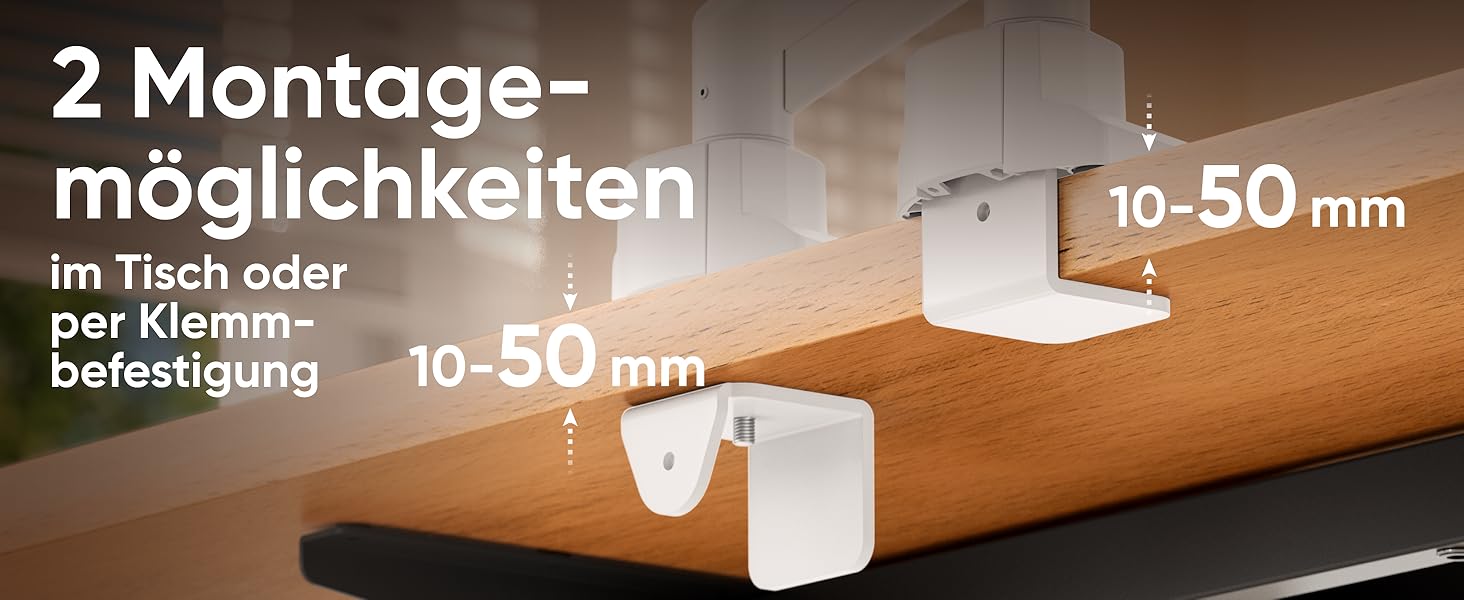 Кронштейн для монітора ONKRON G80-BW з газліфтом, для екранів 13-32 дюймів до 10 кг, VESA 75x75 / 100x100, регулювання висоти та нахилу, біло-чорний