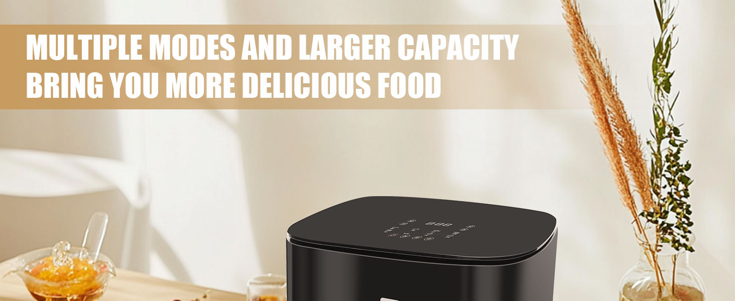 Фритюрниця без олії 7L XXL з сенсорним екраном, 12 програм, 1800W (Чорний)