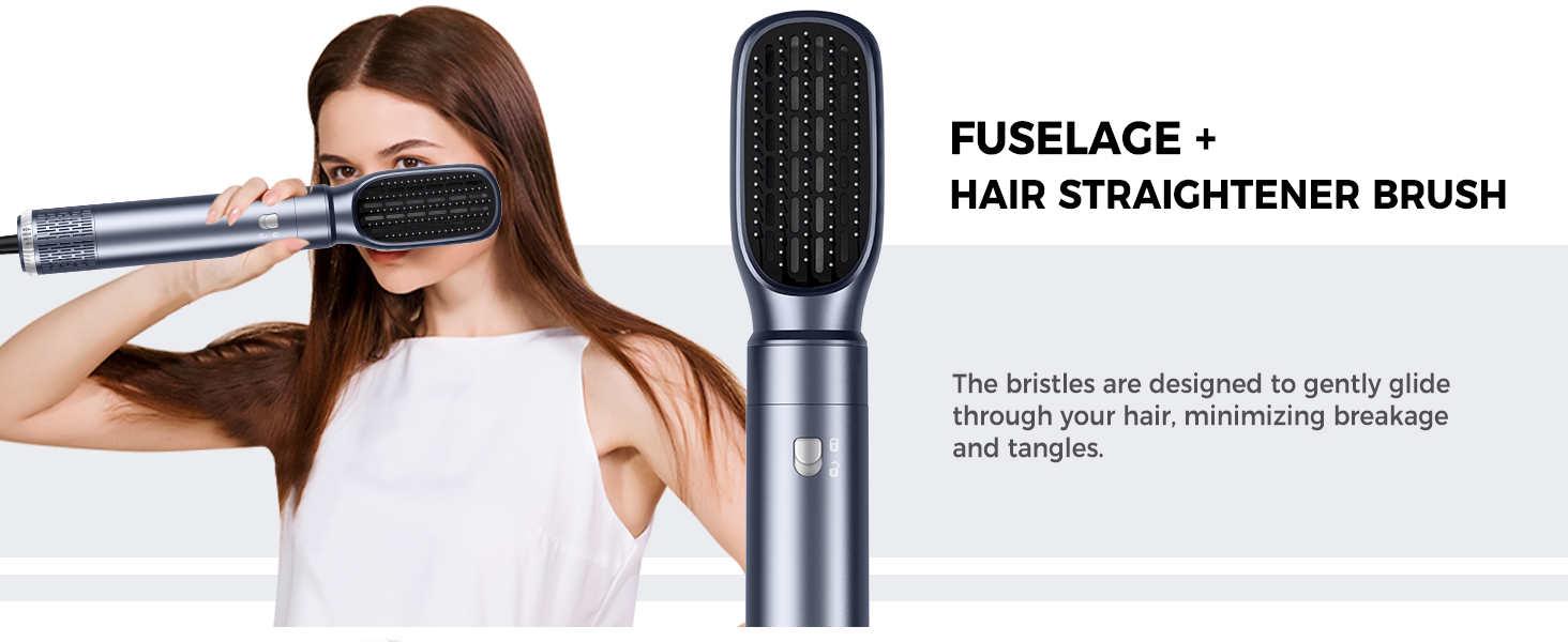 OKWRAP Haarstyler 5-в-1: Airbrush, фен, локони, випрямляч. Набір для волосся з LCD-дисплеєм (блакитний)