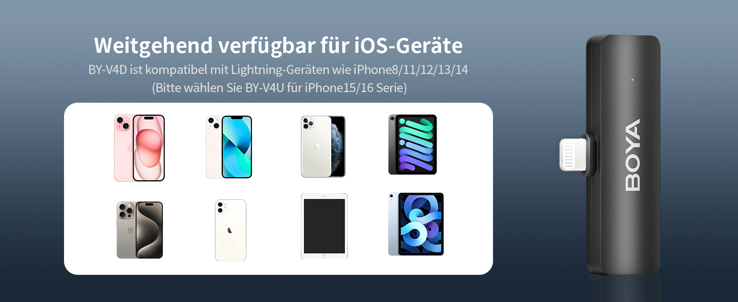 Мікрофон петличний Boya BY-V4D бездротовий для iPhone 15, Android, смартфонів, відеозйомки, подкастів, YouTube