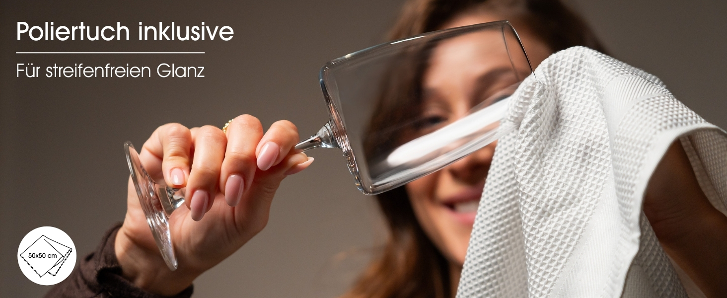 Набір білих келихів 6 шт. об'ємом 420 мл з мікрофіброю – Елегантні келихи для вина та Aperol Spritz – придатні для миття в посудомийній машині, безпечно упаковані, Made in Europe