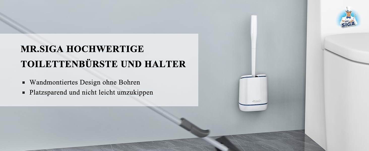 Набір для чищення унітазу Mr.Siga з тримачем, настінний, білий