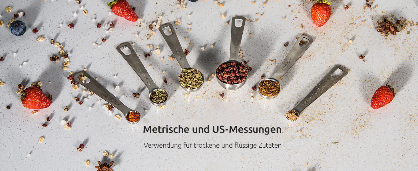 Набір мірних ложок U-Taste з нержавіючої сталі 9 шт. для випічки, сухих інгредієнтів та рідини, придатні для миття в посудомийній машині