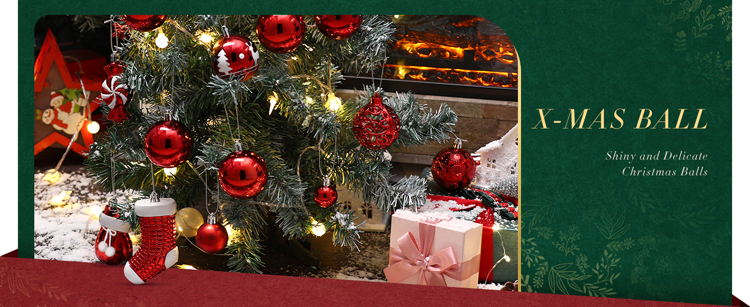 Набір ялинкових прикрас SOLEDI® 128 шт. Преміум якість, червоно-білі пластикові кулі з зіркою та верхівкою - міцний та безпечний набір з петельками. Ялинкові кулі різних кольорів, багаторазовий декор для Різдва.