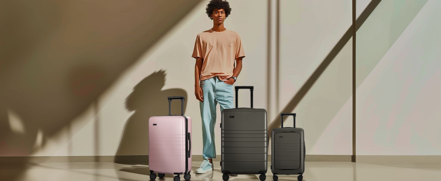 Валіза ETERNITIVE з полікарбонату та ABS: легка, з колесами 360°, з TSA-замком, для ручної поклажі, оливковий колір