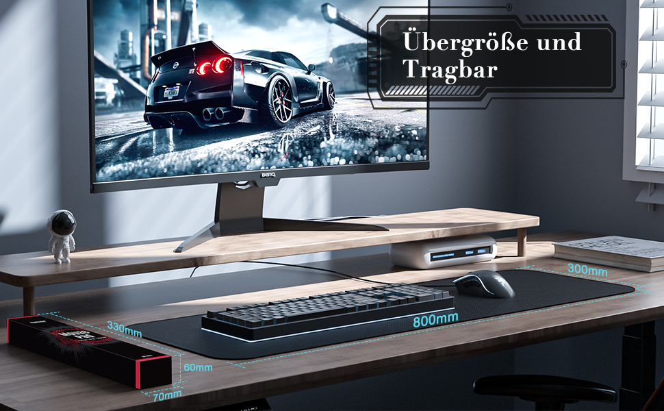 Килимок для миші ігровий RGB 800x300mm XXL, великий, з підсвічуванням 14 режимів, 7 LED кольорів, вологостійкий, антиковзкий, для комп'ютера PC, професійний, чорний