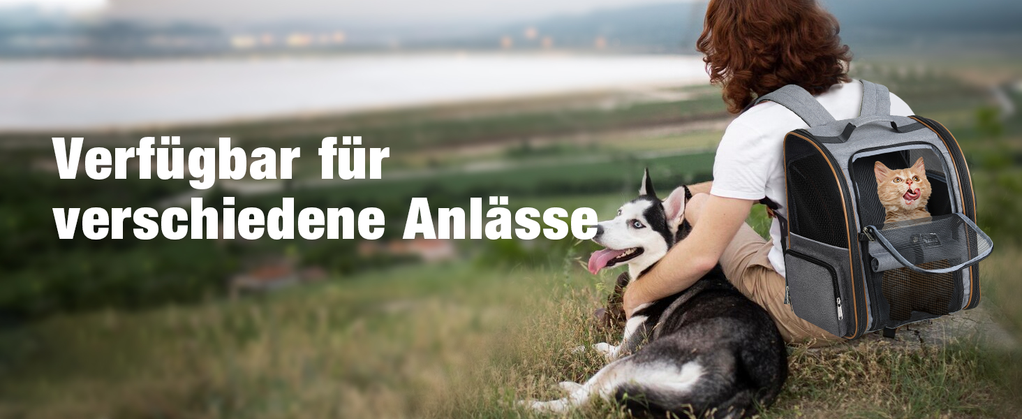 Розширюваний рюкзак для кота/собаки, до 8 кг, сірий. Рюкзак-переноска для тварин з безпечною шнуркою та підстилкою, 32 x 28 x 42 см