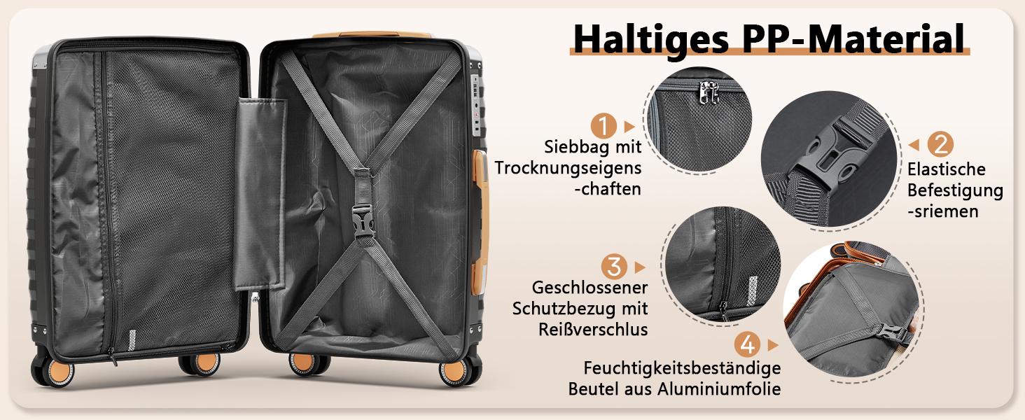 Набір валіз Joyway 3 шт. з жорстким корпусом, легкий, PP, TSA замок, 4 колеса, рожеве золото, 20'+24'+28'