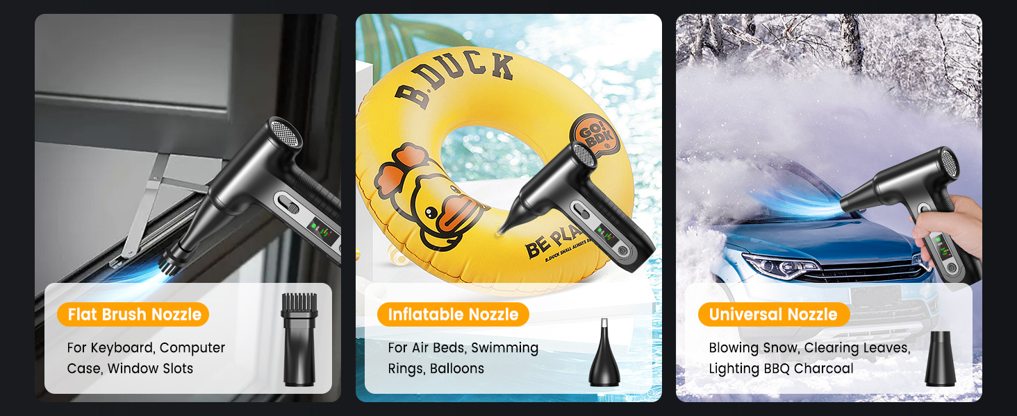 Електричний пилосос для повітря з HD-дисплеєм - Air Duster 200000 RPM з LED-підсвічуванням, міні-пилосос на акумуляторі, спрей стисненого повітря для чищення ПК, повітряний пилосос для клавіатури, дому, авто, W06 (чорний)