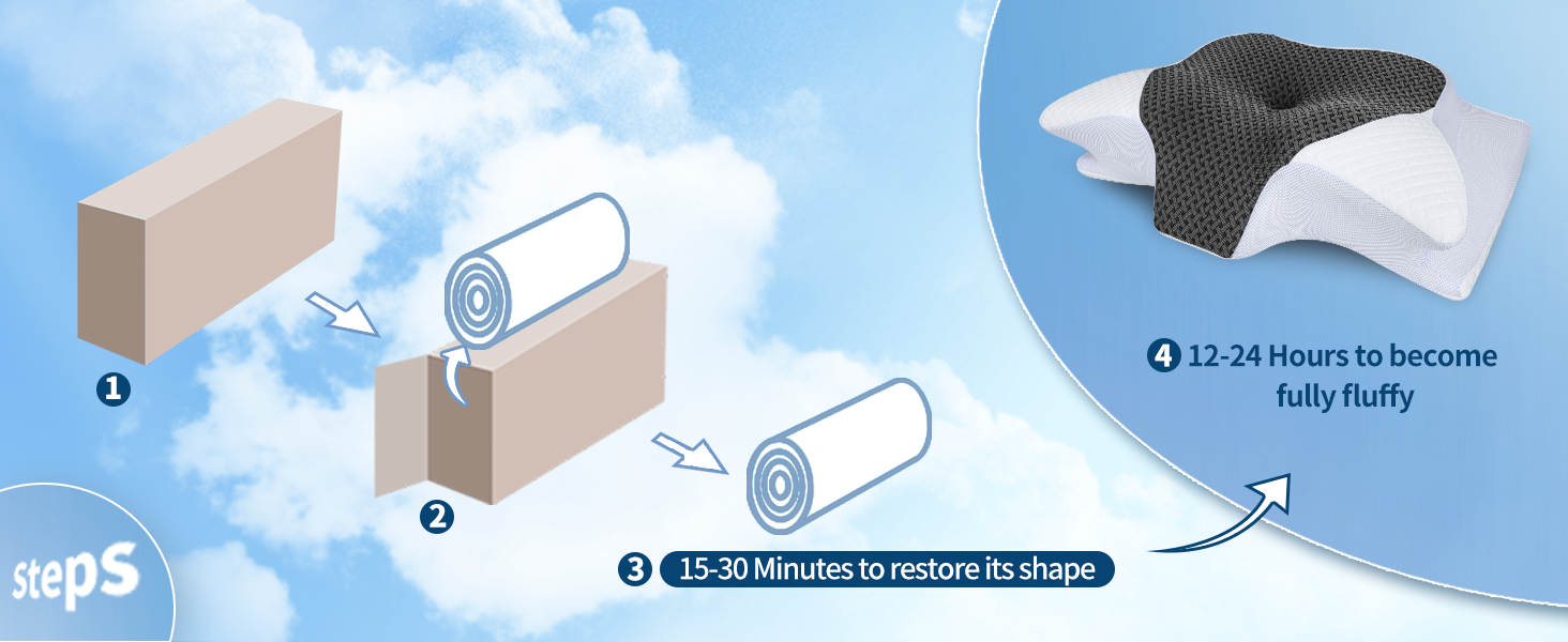 Подушка для шиї SAHEYER з Memory Foam, ортопедична, ергономічна, для сну на боці, 60x35.5x10/13 см (сіра)