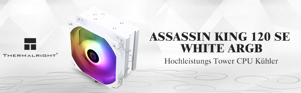 Thermalright Assassin King 120 SE WHITE ARGB: Кулер для CPU з 5 Heatpipes, тихий вентилятор PWM, сумісний з AM4/AM5/Intel LGA1150/1151/1200/1700/1851