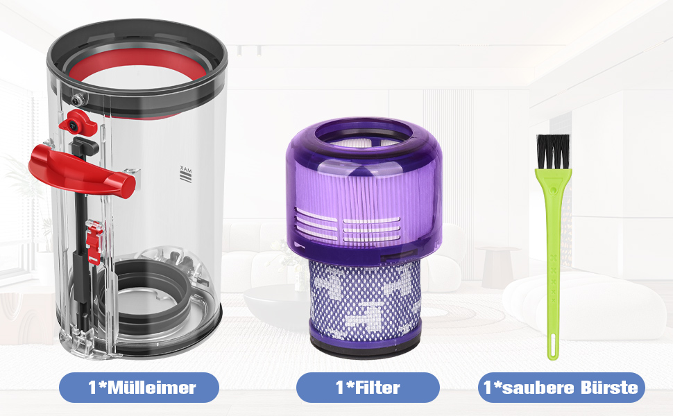 Dyson V11 V15 SV14 SV15 SV22 Dust Bin Replacement - Compatible with 970050-01 & 965443-01 Part Numbers (with Filter)
