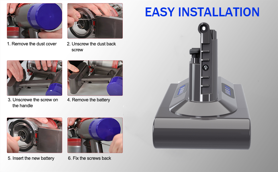 Замінний акумулятор 6000mAh для пилососів Dyson V10 (SV12, Animal, Absolute, Motörhead, Fluffy, Total Clean)