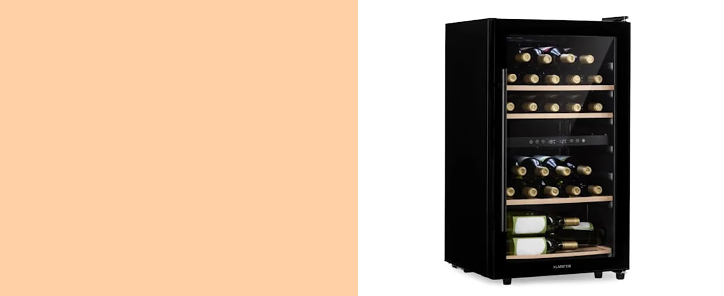 Klarstein Wine Cooler Fridge - 16 Bottle, 42L Compact Wine Refrigerator with Glass Door - Indoor/Outdoor Use - 5-18°C Temperature Range - Black