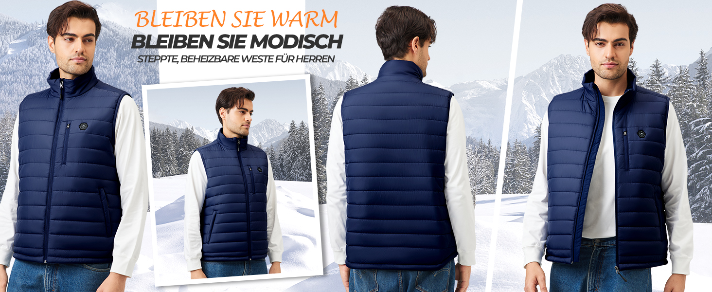 Обогреваемый жилет для мужчин с powerbank 16000mAh - 9 зон обігріву, 3 температурні режими, для активного відпочинку та велоспорту (синій, XL)