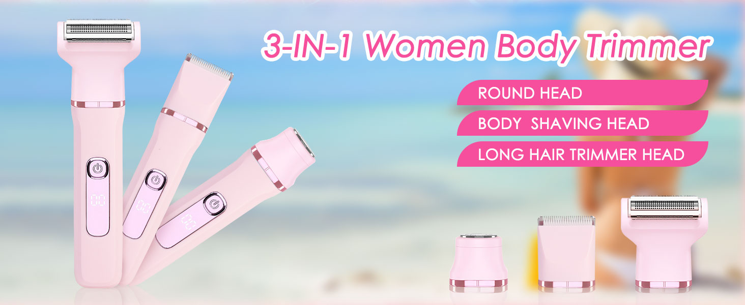 Електричний жіночий тример 3-в-1 MIFXIN для бікіні, тіла, обличчя. Вологостійкий IPX6. У комплекті: тример, епілятор, бритва. (Лідний/Рожевий)