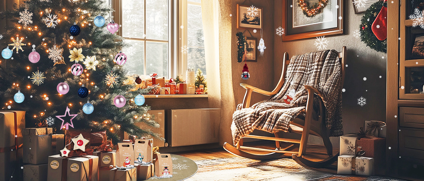 Набір прикрас для ялинки Agoer 100 шт. - блакитні кульки для ялинки з блискітками, пластикові, для декору ялинки на Новий Рік та Різдво