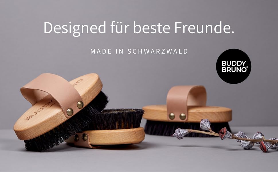 Щітка для собак Buddy Bruno® для короткошерстих порід, 100% натуральна щетина, для щоденного догляду за шерстю, преміум-щітка для собак та котів, з очищувачем, MADE IN DE