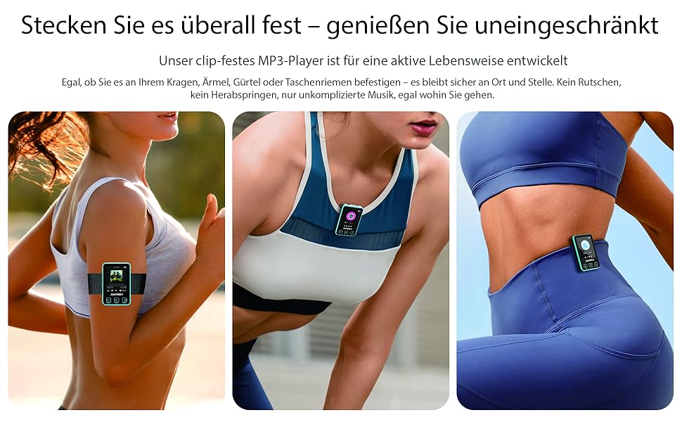 MP3 плеєр Bluetooth 5.3 зі спортивним кліпом та браслетом, 1.77